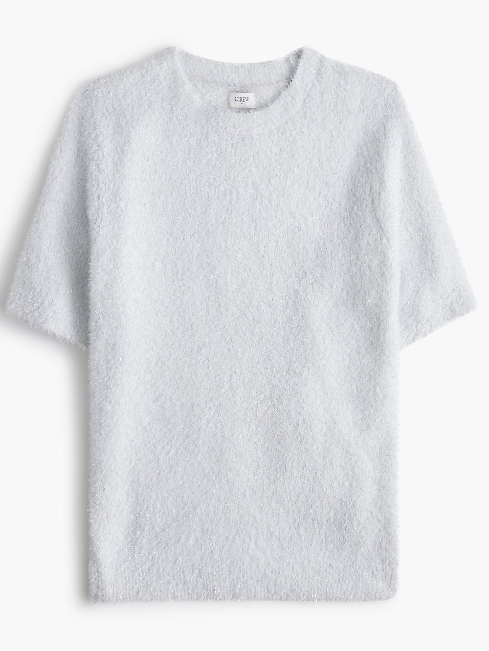 NWT J.Crew Factory Sz L White Shimmer Short-sleeve Tinsel Sweater